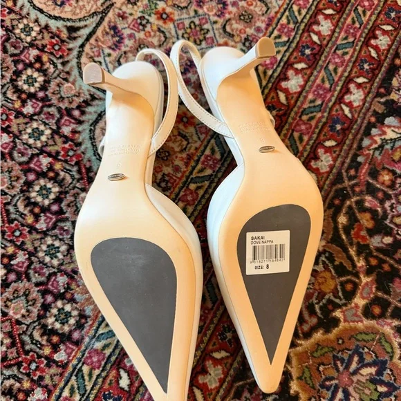 Tony Bianco Cream Pointed Toe Slingback Pumps with Ruched Strap - Picture 4 of 5